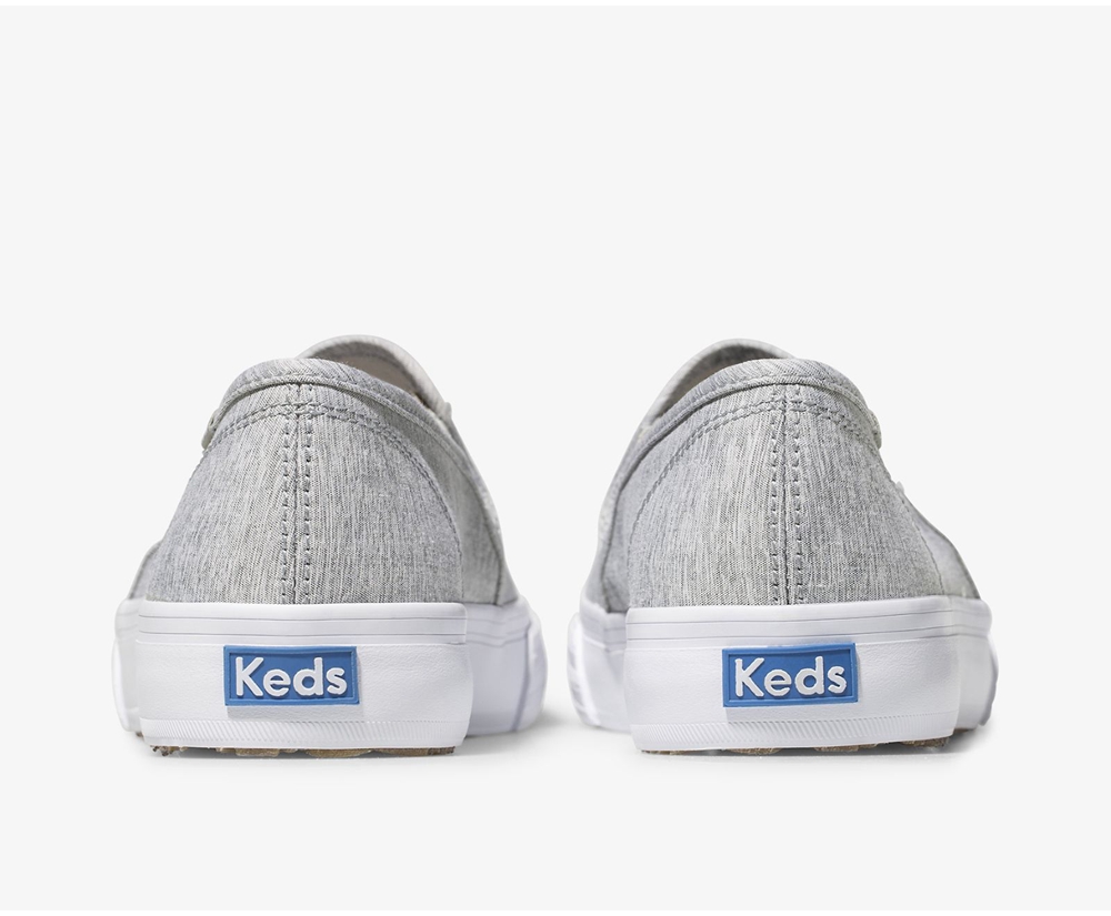 Keds Womens Slip Ons Grey - Double Decker Heathered Woven - 975YRIQAG